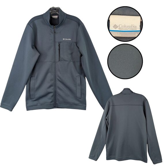 Columbia Soft Shell Jacket Mens Sz S Blue Gray Full Zip Cozy Comfort Fall AO0066 - Picture 1 of 12